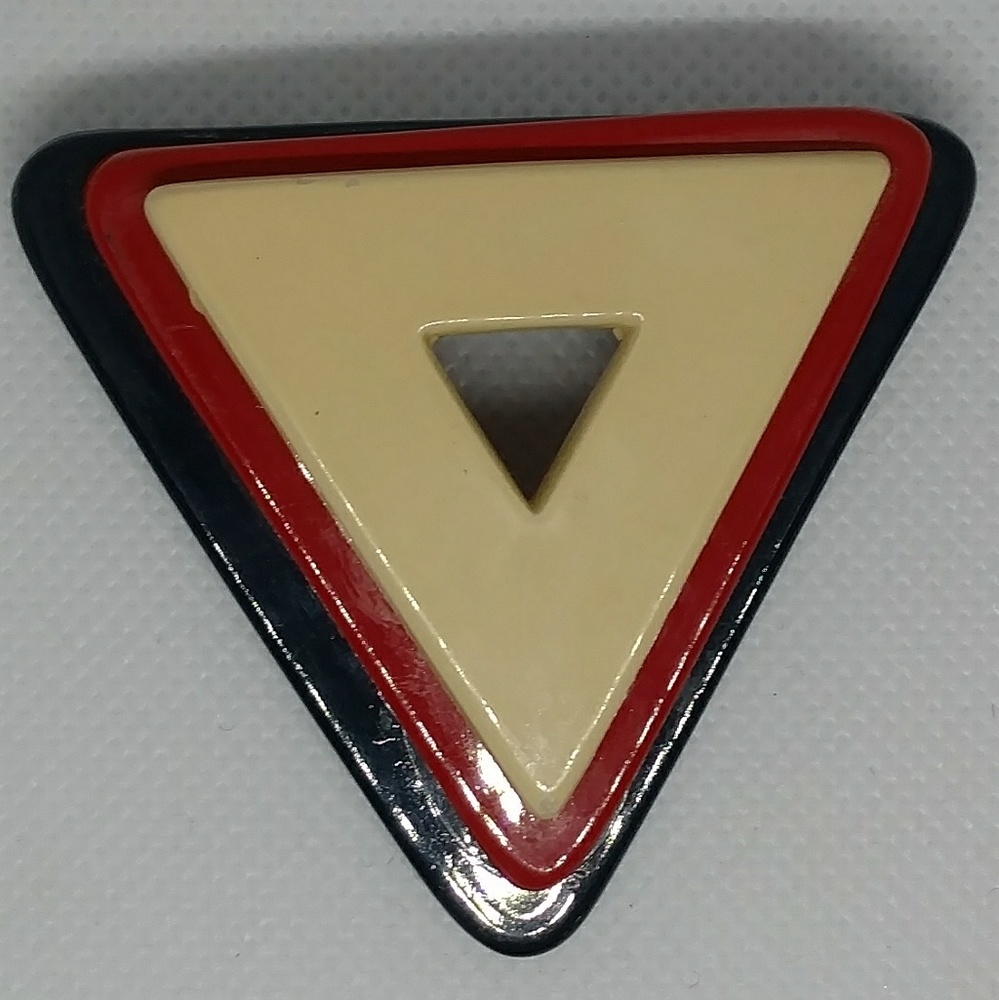 Vtg Red, "White", & Blue stacked triangle brooch